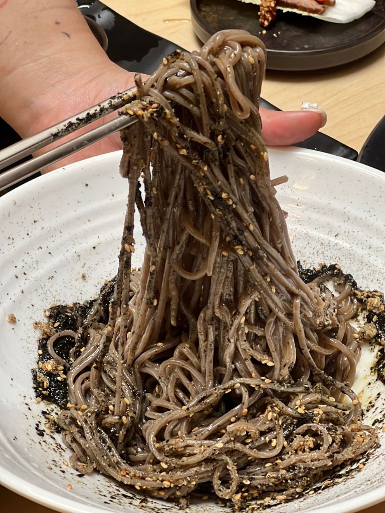 The perilla dry-tossed version, where you can see the elasticity and chew of the noodles. Photo: Shannon Yap/HungryGoWhere gwanghwamun mijin singapore