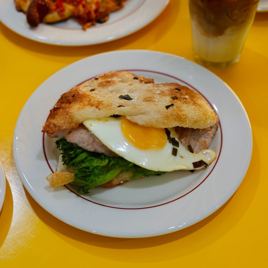 The Taiwanese breakfast burger is straight-forward, yet super hearty. Photo: Shannon Yap/HungryGoWhere the weirdoughs