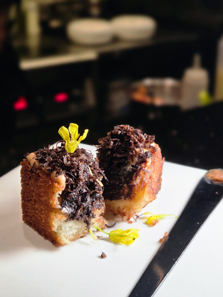 Cut into the toast to uncover aged miso mousse within. Photo: Zawani Abdul Ghani/HungryGoWhere Ingleside