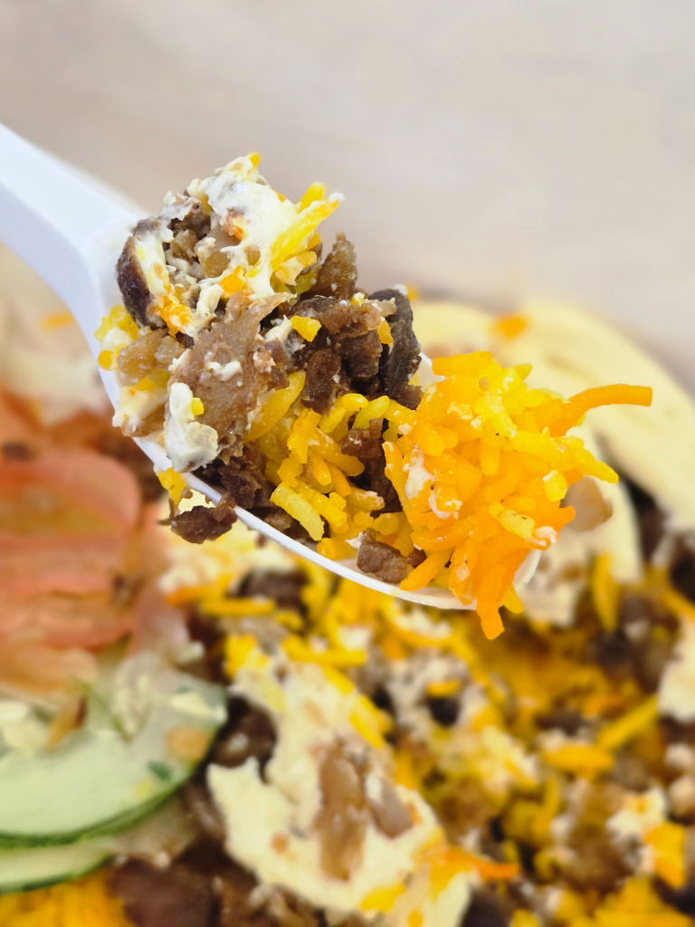 Close-up of the mix chicken and beef shawarma rice. Photo: Zawani Abdul Ghani/HungryGoWhere Shawarma Shack