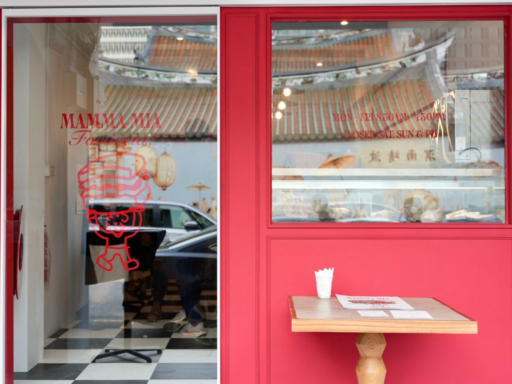 You won’t miss Mamma Mia’s distinct, red entrance. Photo: Shannon Yap/HungryGoWhere Mamma Mia Focaccia Amoy
