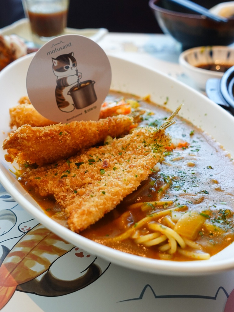 Double fry curry pasta. Photo: Sarah Chua/HungryGoWhere Sushi Tei Mofusand collab