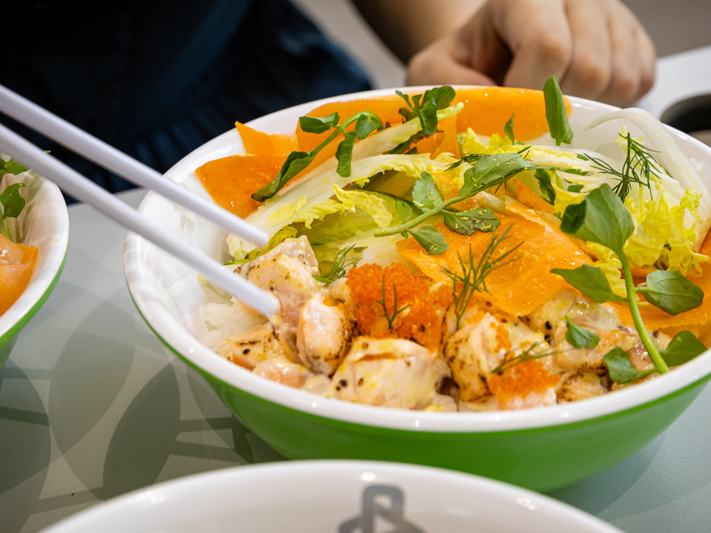 Rice bowl with aburi salmon, a dish Wei Jie is contemplating including on the menu. Photo: Ravin Thiruchelvam/HungryGoWhere Braissers Rice Bowl Tanjong Pagar