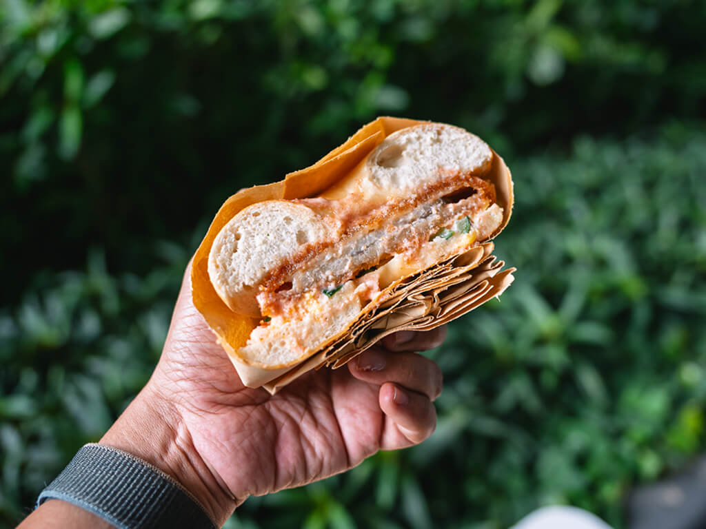 The Pollack Power is the newest addition to the menu, taking over the seasonal Mala Madness bagel. Photo: Abdul Rahim Anwar/HungryGoWhere The Bagel Bunch