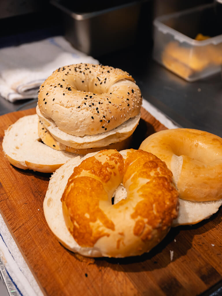 The Bagel Bunch proffers up bagels of various types: Sesame, cheddar, plain and blueberry (not pictured). Photo: Abdul Rahim Anwar/HungryGoWhere The Bagel Bunch