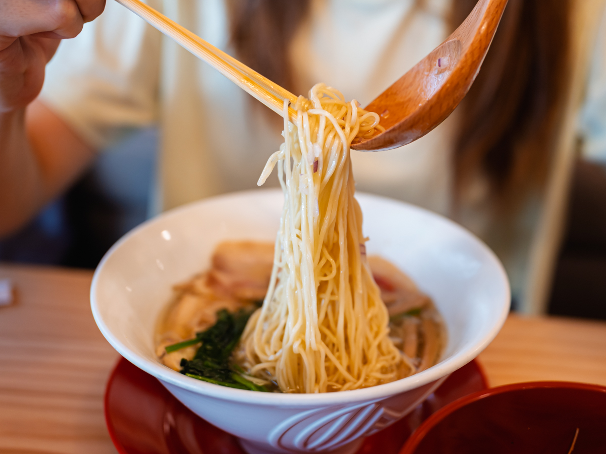 The yuzu shio ramen swaps out the regular ramen carbs with thinner noodles. Photo: Abdul Rahim Anwar/HungryGoWhere Mensho X at Weave