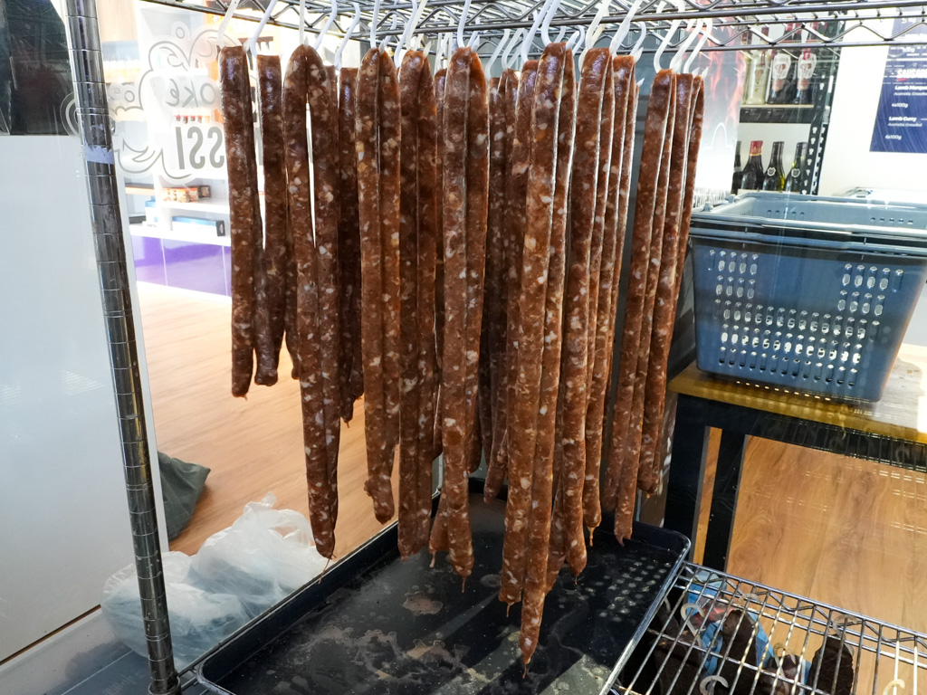 The curing of cabanossi — smoked pork sausage. Photo: Angeline Ang/HungryGoWhere baggies joo chiat
