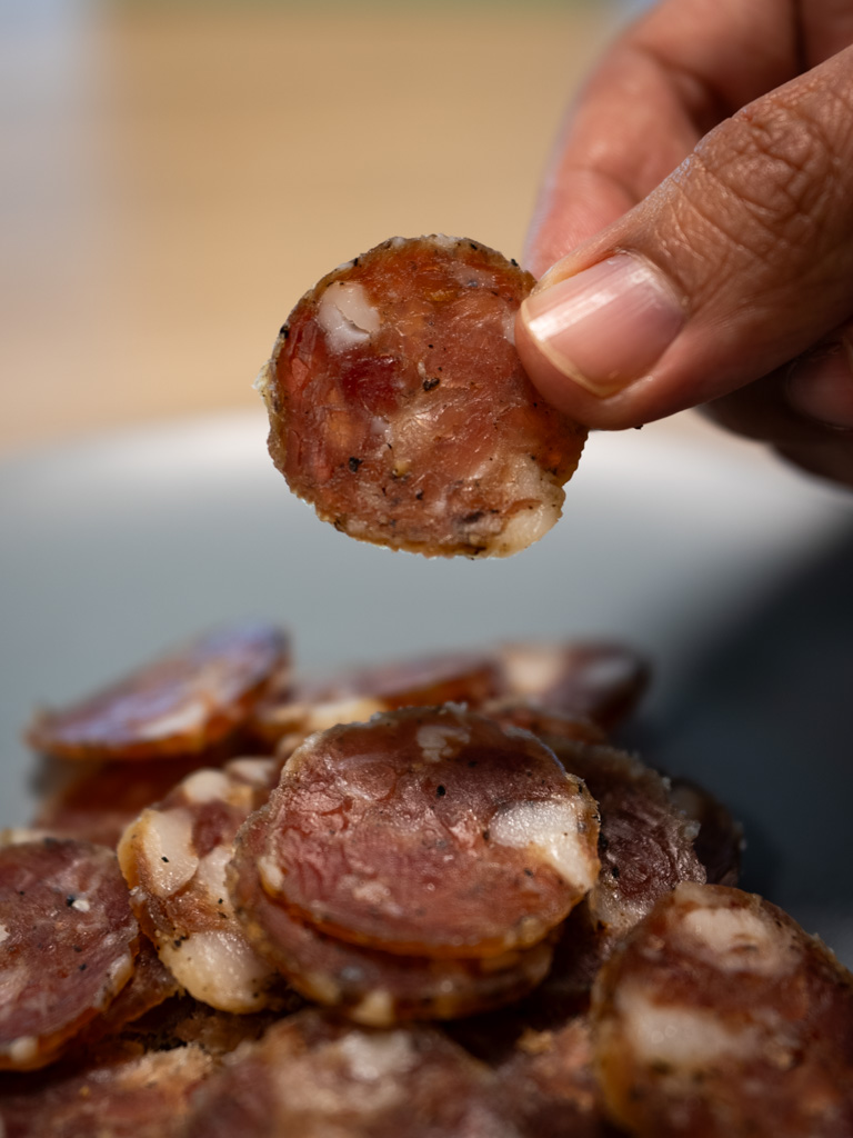 Baggie's pork cabanossi, perfectly balanced in fat. Photo: Angeline Ang/HungryGoWhere baggies joo chiat