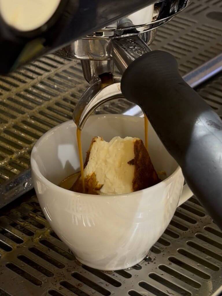 Affogato-style. Photo: Shannon Ong/HungryGoWhere cat & the fiddle basque cheesecake