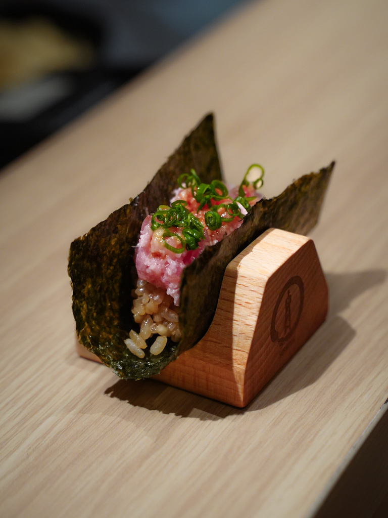 A negitoro handroll to break the monotony of sushi. Photo: Evan Mua/HungryGoWhere sushidan singapore