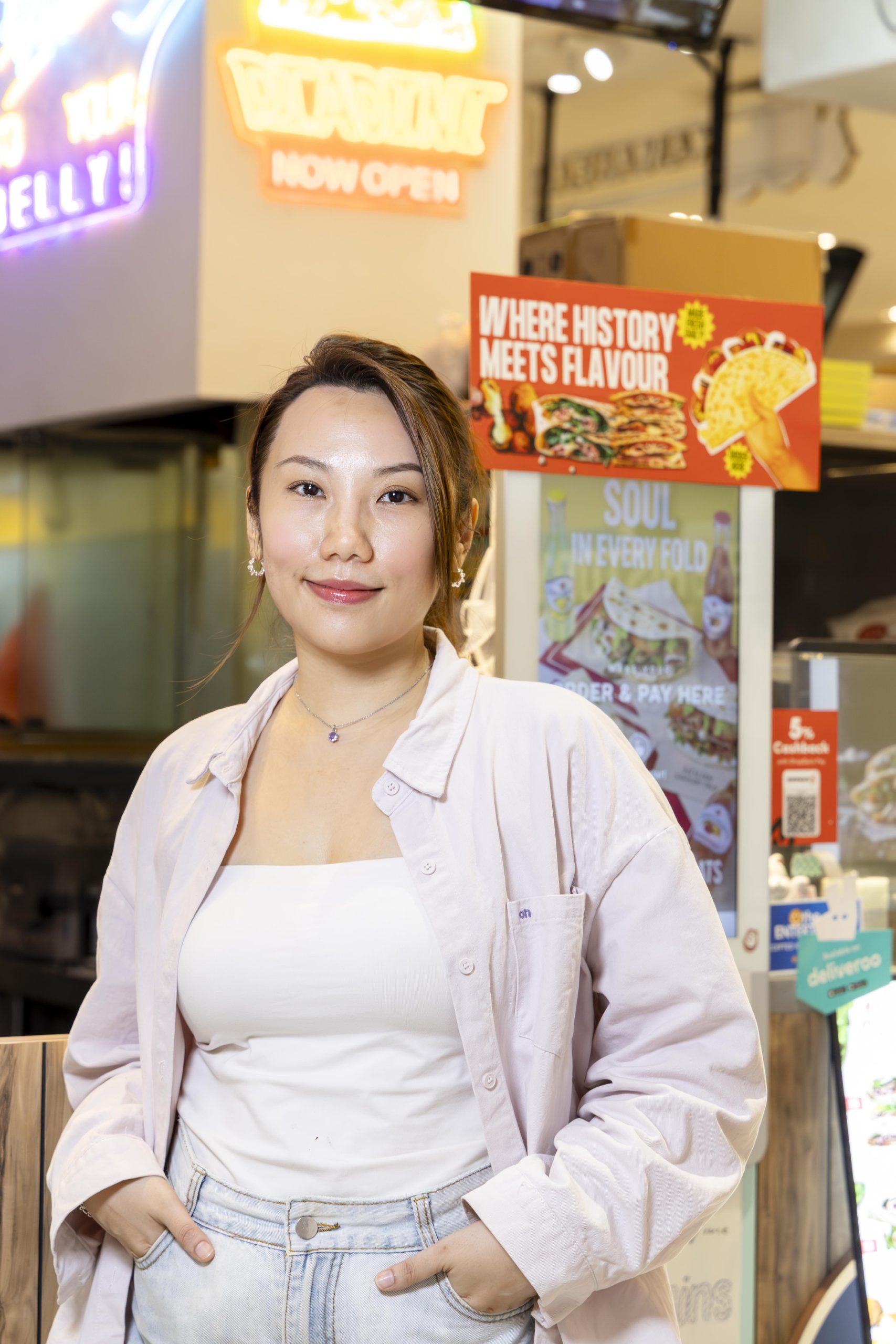 The friendly face behind the Piadina Italian Streats kiosk, Angel Ang. Photo: Koh Mui Fong/HungryGoWhere piadini italian streats somerset piadina singapore