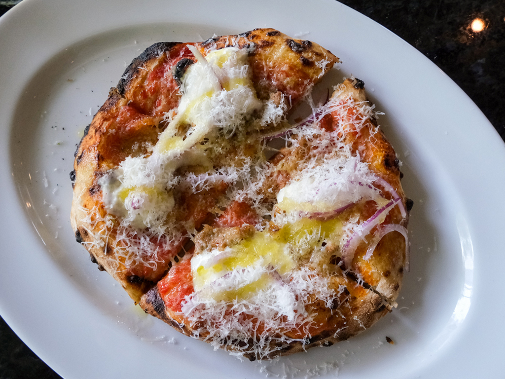 Sausage pizzette, straight from the oven. Photo: Gary Lim/HungryGoWhere third floor social