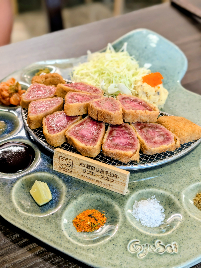 A5 ribeye set. Photo: Zawani Abdul Ghani/HungryGoWhere Gyusei Gyukatsu Wagyu-Steakhouse