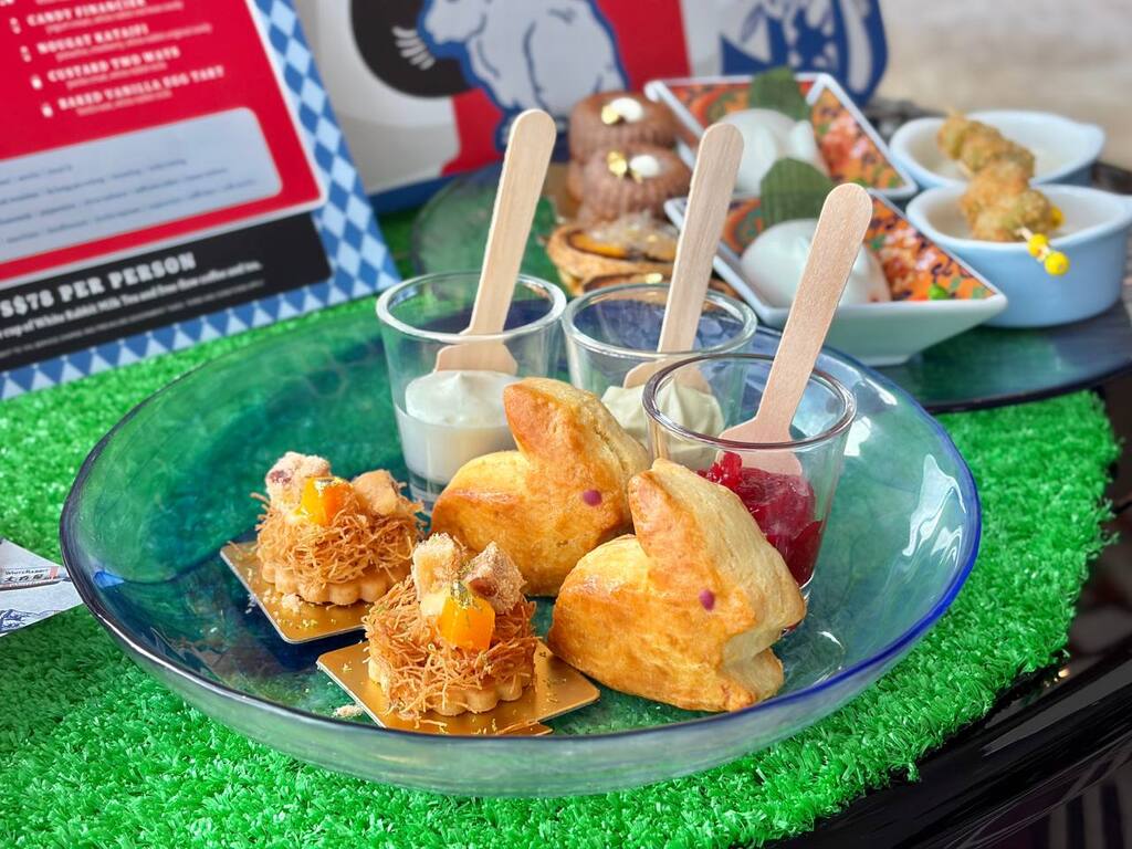 Nougat kataifi (left), scones (right). Too adorable. Photo: Shannon Ong/HungryGoWhere westin white rabbit afternoon tea