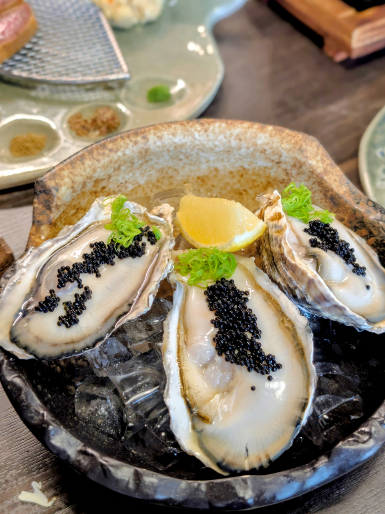 XL Hyogo oysters. Photo: Zawani Abdul Ghani/HungryGoWhere Gyusei Gyukatsu Wagyu-Steakhouse