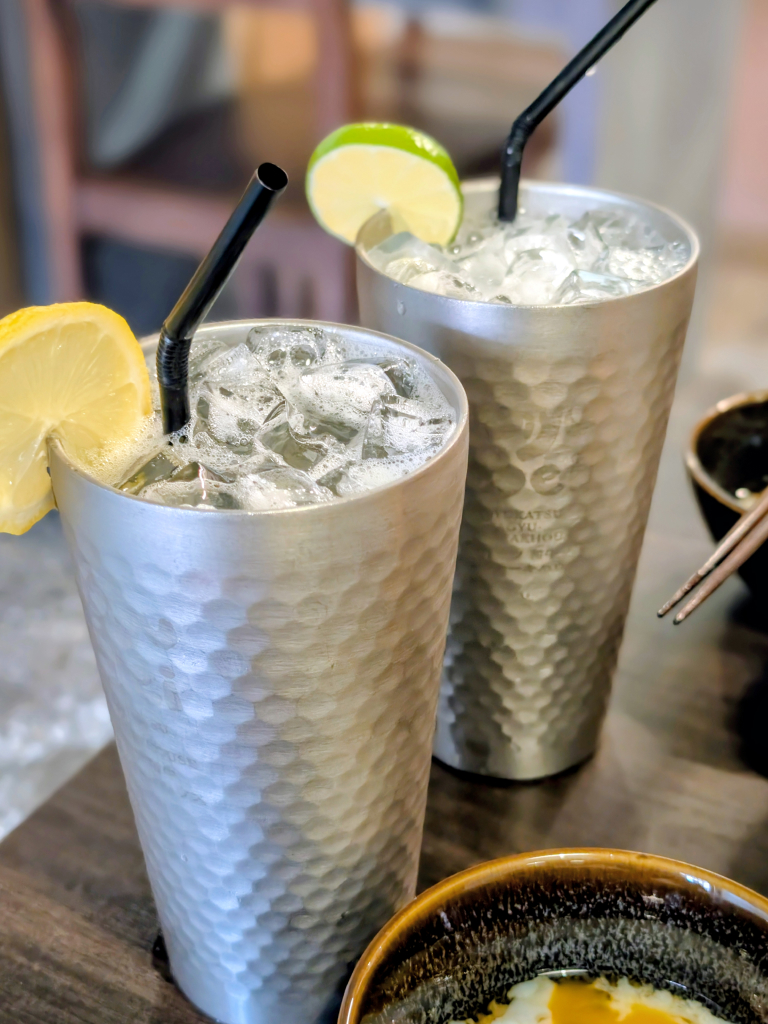 From left to right: Lemon sour and Calpis sour. Photo: Zawani Abdul Ghani/HungryGoWhere Gyusei Gyukatsu Wagyu-Steakhouse
