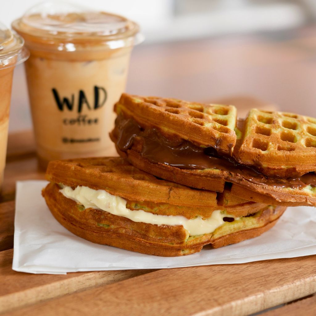 Pandan waffles? Yes, please! Photo: Shannon Yap/HungryGoWhere wad coffee