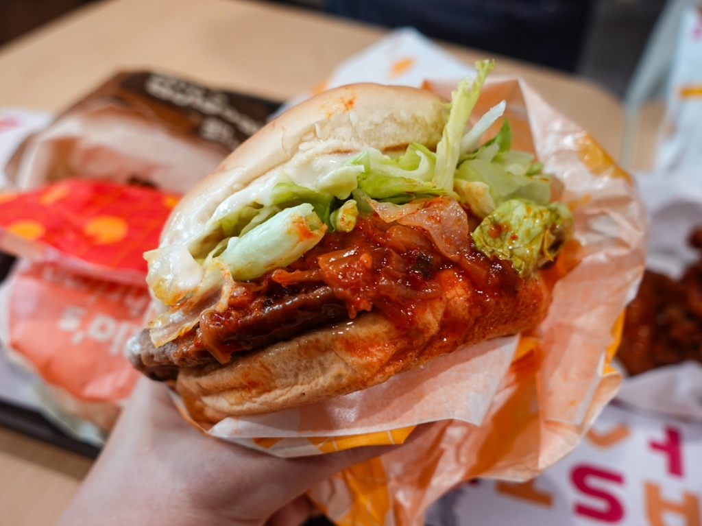 The Singapore-exclusive kimchi bulgogi burger. Photo: Sarah Chua/HungryGoWhere new feb openings