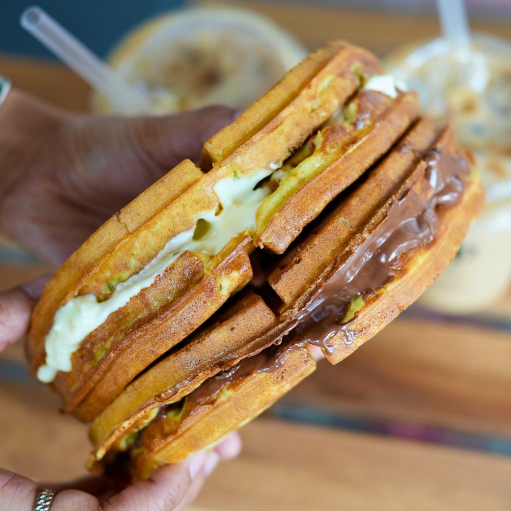 We couldn’t stop munching on the pandan waffles. Photo: Shannon Yap/HungryGoWhere wad coffee