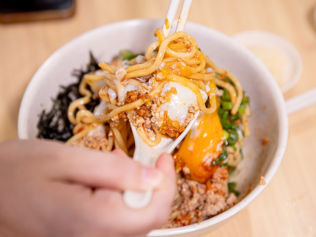 Noodles coated with Rick’s savoury base sauce. Photo: Ravin Thiruchelvam/HungryGoWhere menya horikawa