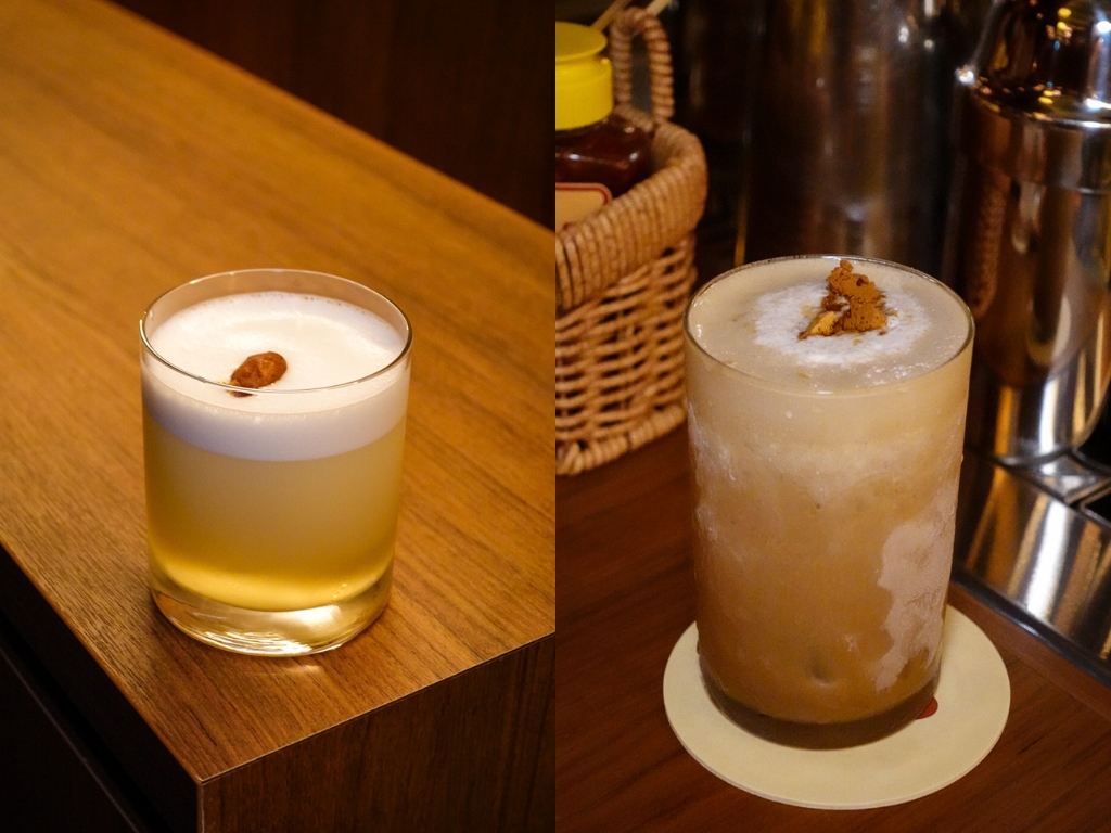 From left to right: Buldak Penicillin and the Dalgona Iced Coffee. Photos: Sarah Chua/HungryGoWhere BOP cocktail bar