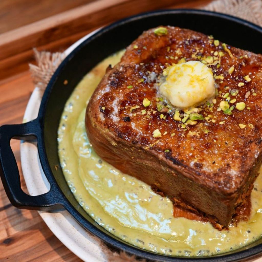 Pistachio French toast. Photo: Shannon Yap/HungryGoWhere weave sentosa singapore