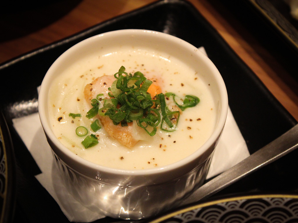 The salmon cream stew is served separately. Photo: Angeline Ang/HungryGoWhere scrambled egg rice keisuke millenia walk