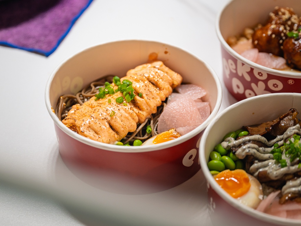 Peko Peko’s aburi salmon with mentaiko mayo & soba. Photo: Abdul Rahim Anwar/HungryGoWhere peko peko