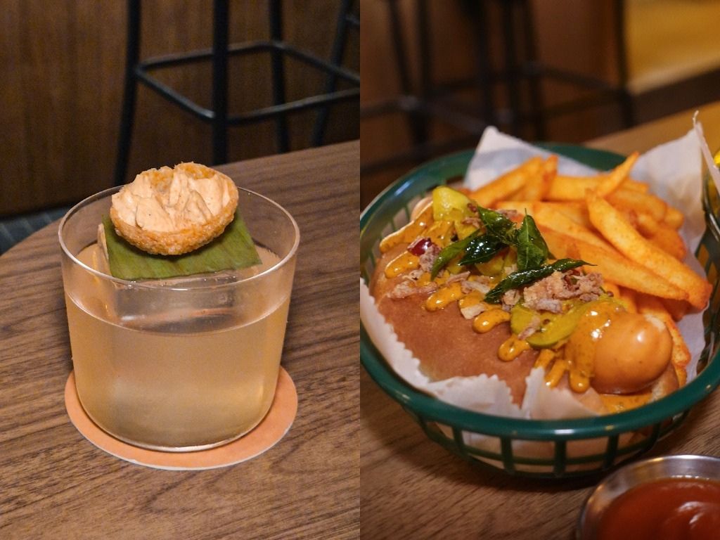 Yummy cocktails and food with Elephant Room’s new menu, whether it’s its Briyani cocktail, or its saucy garlic-ghee hotdog buns. Photos: Sarah Chua/HungryGoWhere new menus march 2026