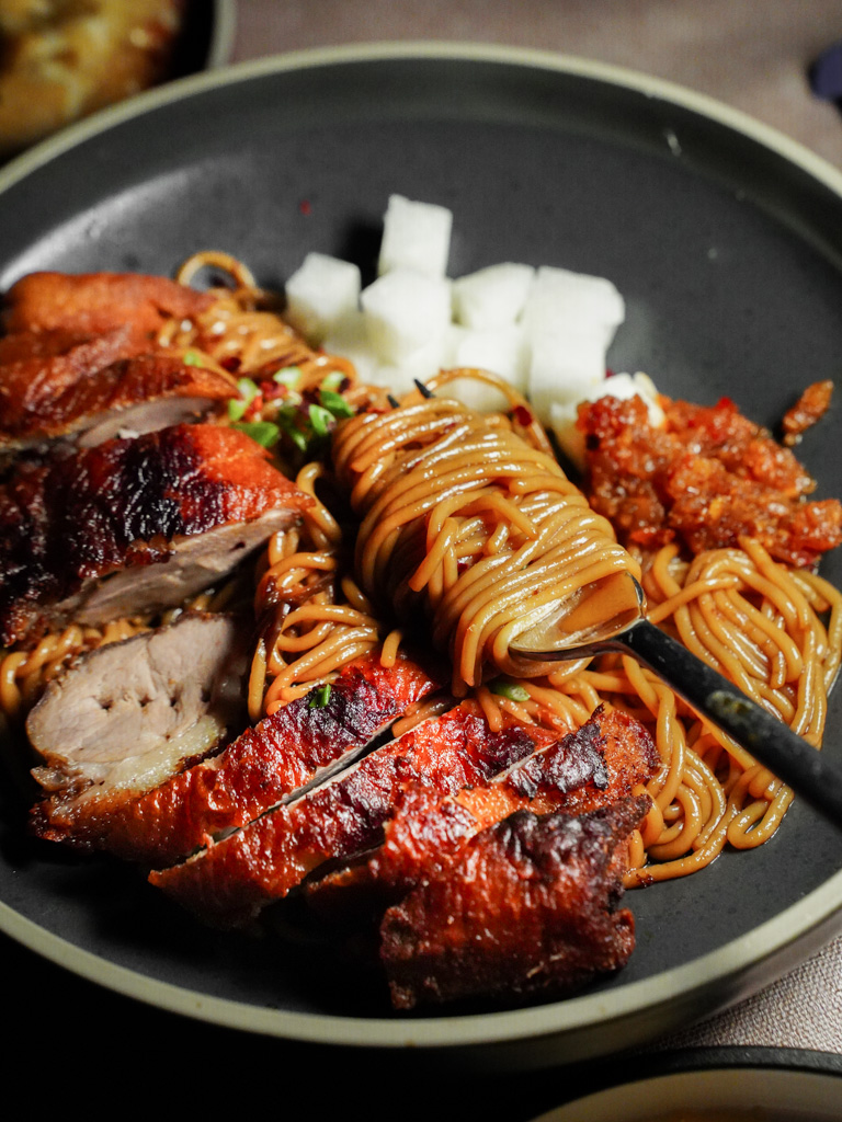 Duck leg and addictive noodles! Photo: Evan Mua/HungryGoWhere rice @ rasa space