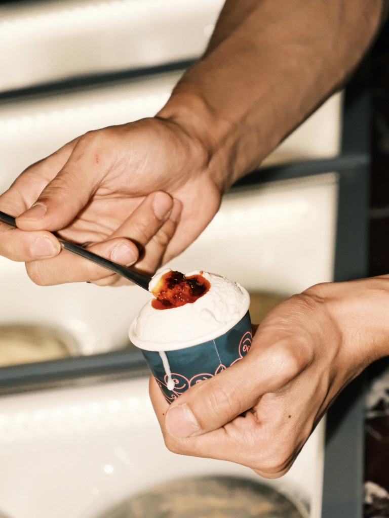 Mondo’s smoked l’Eveque & truffle gelato. Photo: Crackle x Mondo crackle chilli crisp audrey yeong