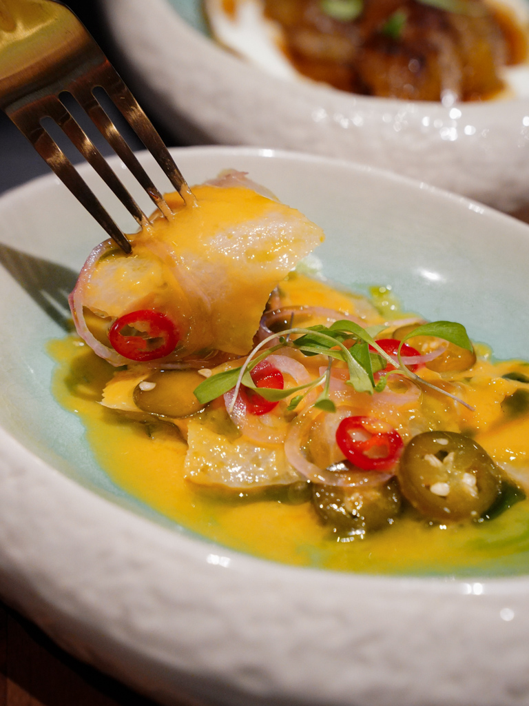 Ceviche featuring aged hamachi. Photo: Evan Mua/HungryGoWhere the margin restaurant