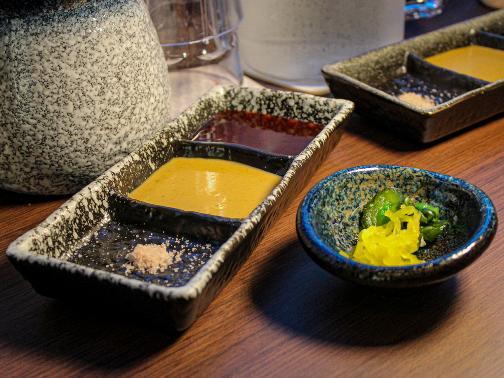 We enjoyed the house mustard blend most — it adds a bright, punchy lift to each bite. Photo: Angeline Ang/HungryGoWhere tonkatsu daiki orchard