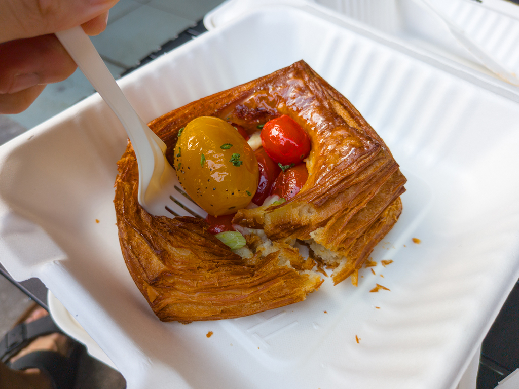 The tomato and cheese Danish is the prettiest bake on display that tastes as good as it looks. Photo: Gary Lim/HungryGoWhere Touchwood Breakfast Bar