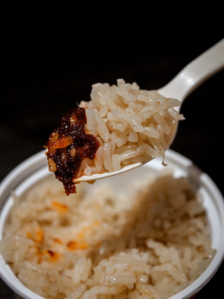 The chicken rice comes with a small packet of sambal. Photo: Angeline Ang/HungryGoWhere texas chicken chef bob ayam percik