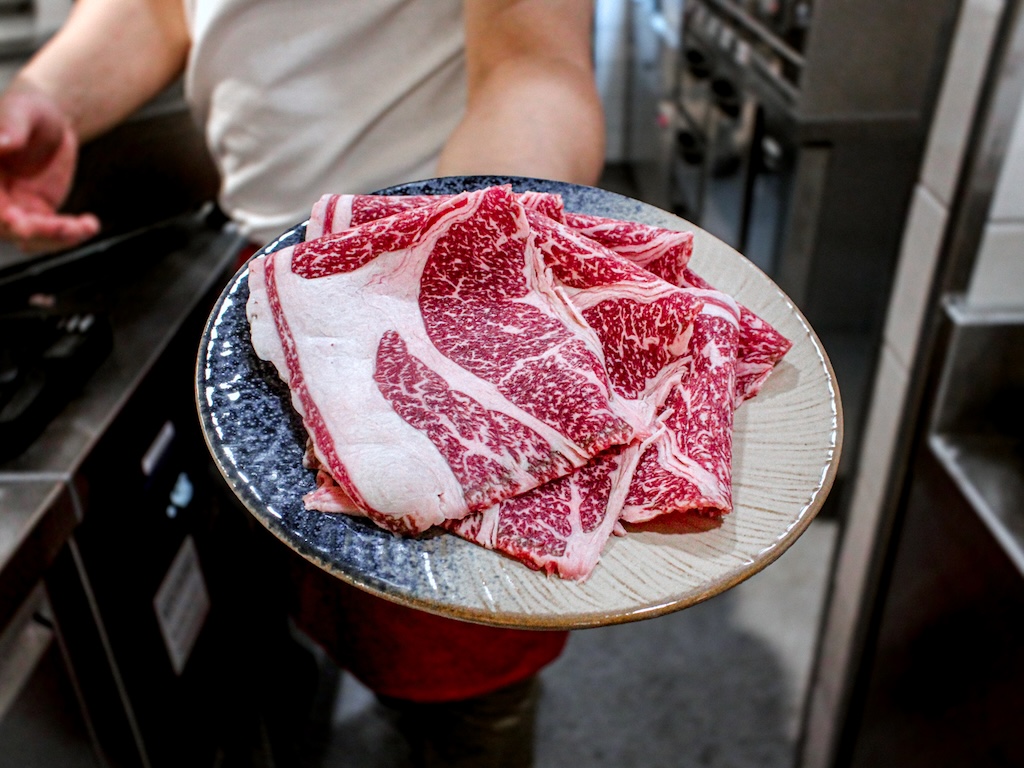 Japanese A5 wagyu chuck roll, freshly sliced to order. Photo: Angeline Ang/HungryGoWhere shabu days bukit panjang