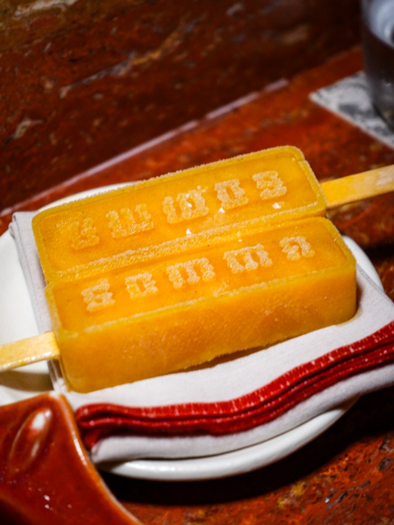 Clementine and juniper popsicle. Photo: Sarah Chua/HungryGoWhere Bar Somma Carbonara