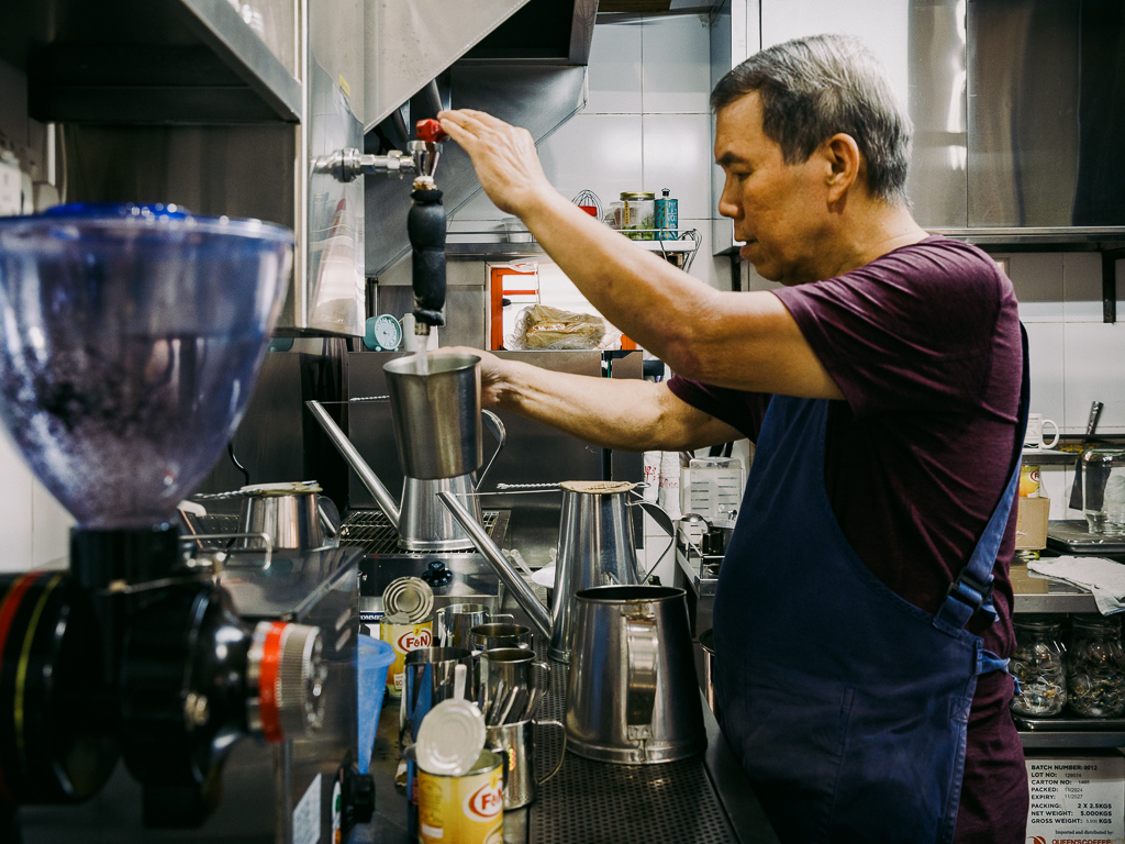 Previously a chicken rice hawker, Teck Thang has pivoted to drinks. Photo: Ravin Thiruchelvam/HungryGoWhere the daily sip