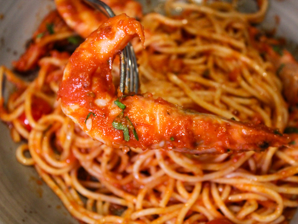 Vannamei prawn spaghettini. Photo: Angeline Ang/HungryGoWhere Lino Restaurant Binjai Park Brunch