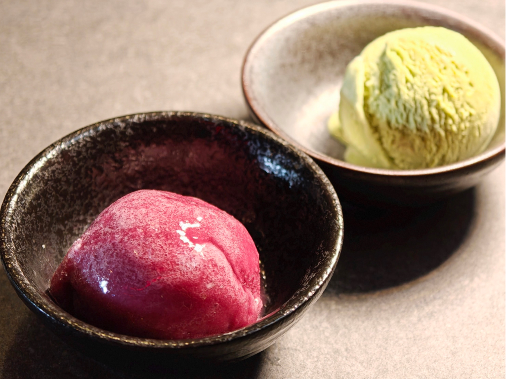 From left: Grape and matcha ice cream. Photo: Zawani Abdul Ghani/HungryGoWhere satori amoy street