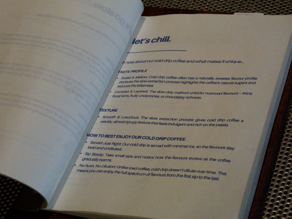 Even the menu reads like a zine. Photo: Hannah Tan/HungryGoWhere Drip & Drool