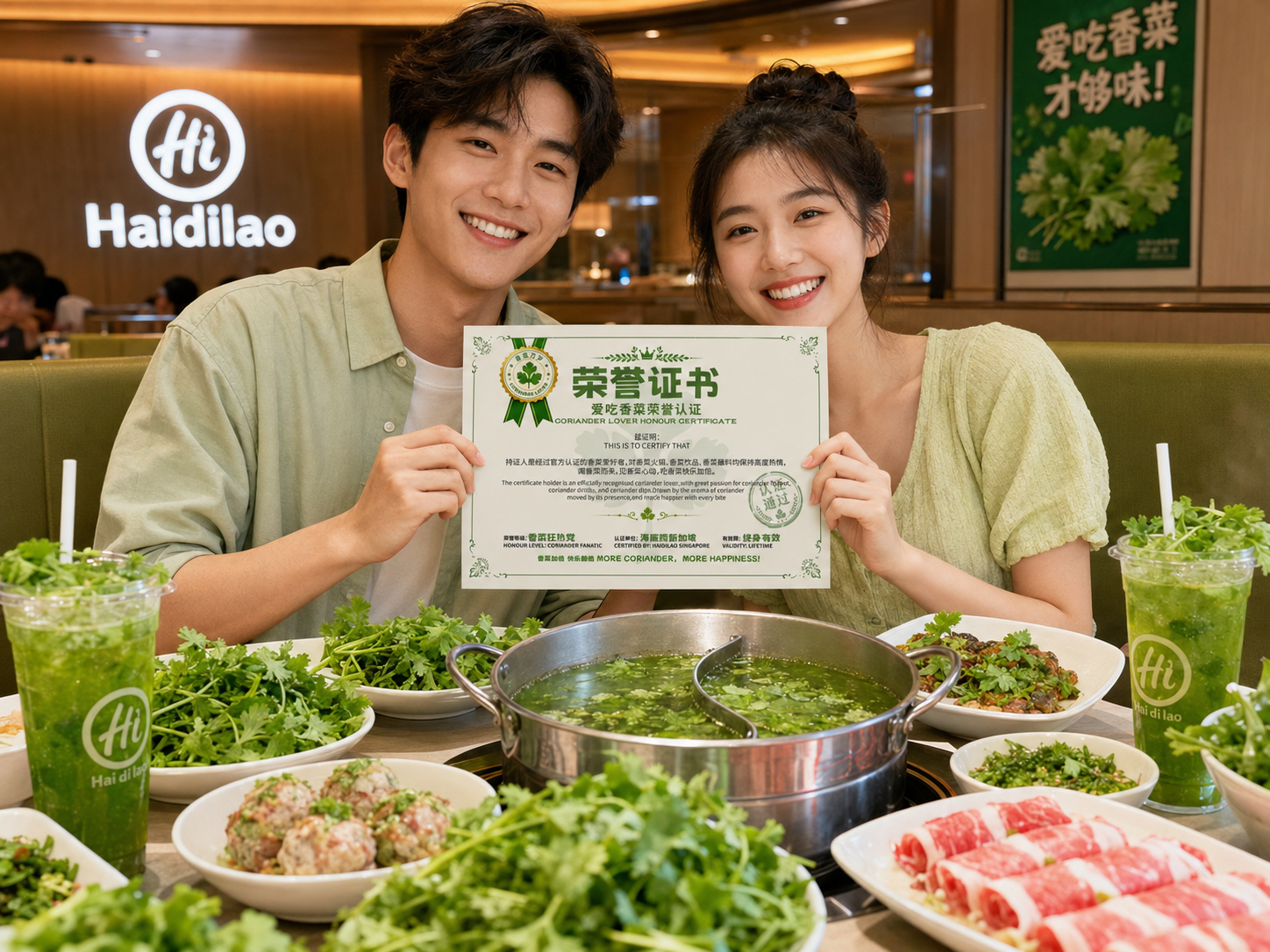 Coriander lover honour certificate. Photo: Haidilao Singapore haidilao-singapore-coriander