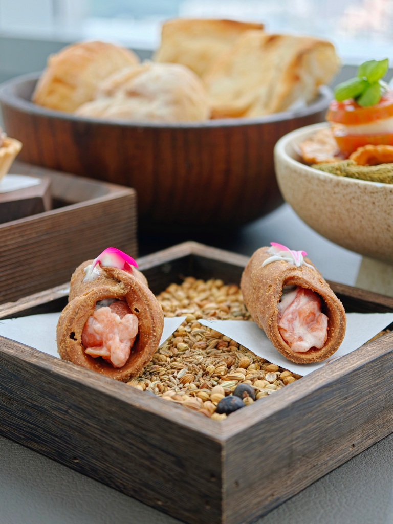 Cannoli of king salmon gravadlax. Photo: Zawani Abdul Ghani/HungryGoWhere Fire @ 1-Atico lunch set