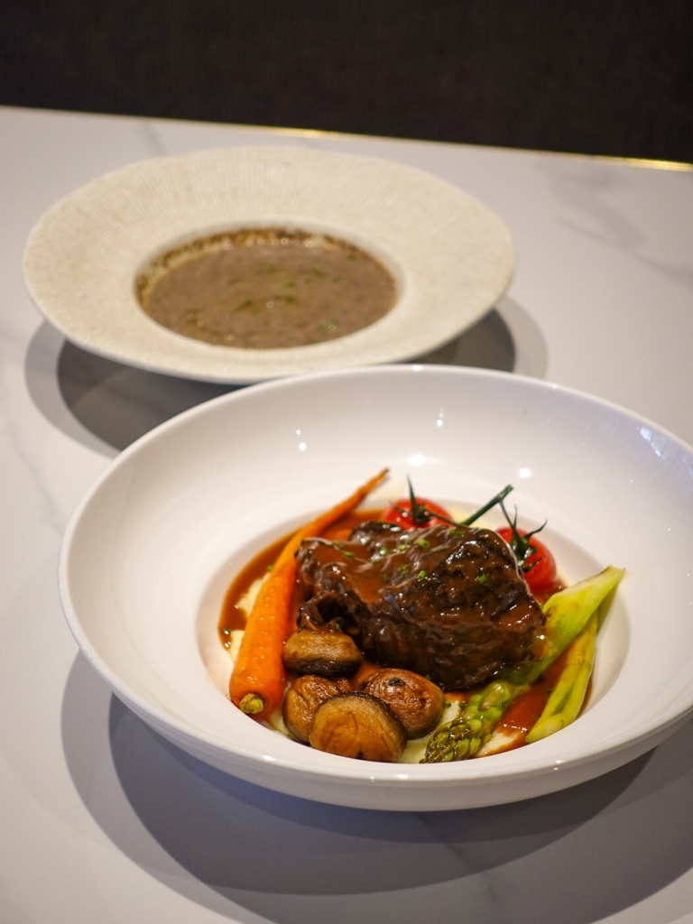 The braised beef cheek with a side of truffle mushroom soup. Photo: Sarah Chua/HungryGoWhere Foundry Table Bencoolen