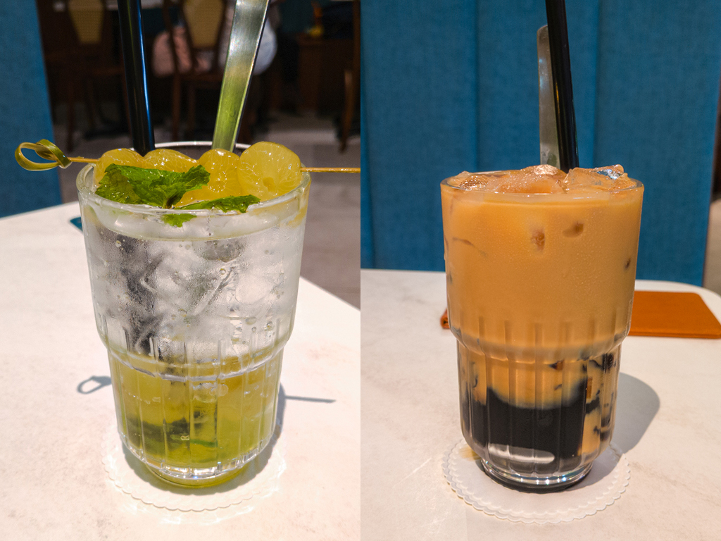 Golden muscat Breeze and iced teh grass jelly. Photo: Gary Lim/HungryGoWhere cookboys by han's