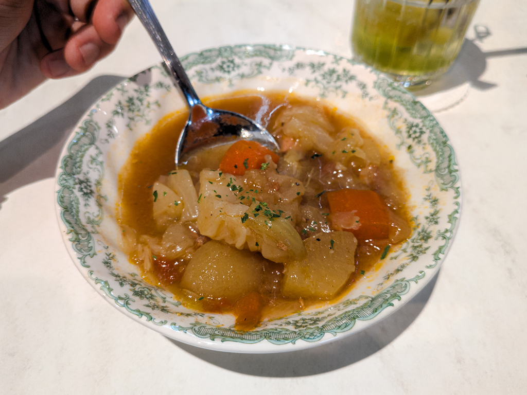 The chicken borscht needs a richer broth. Photo: Gary Lim/HungryGoWhere cookboys by han's