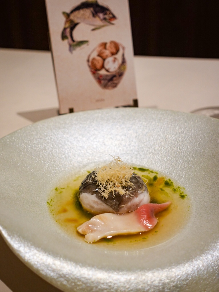 Black Beauty, featuring deconstructed black emperor fish served with hokkigai clam. Photo: Sarah Chua/HungryGoWhere Asin Singapore