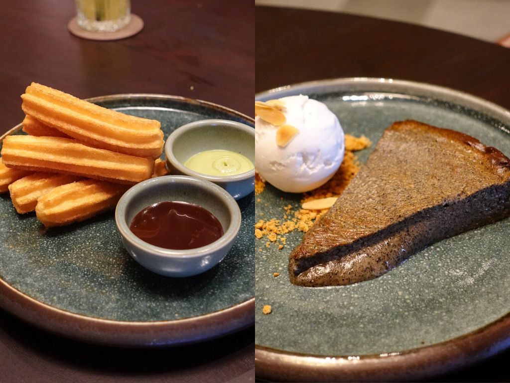 From left: Churros and black sesame cheesecake, served with coconut ice-cream. Photos: Sarah Chua/HungryGoWhere Casa Mori Singapore
