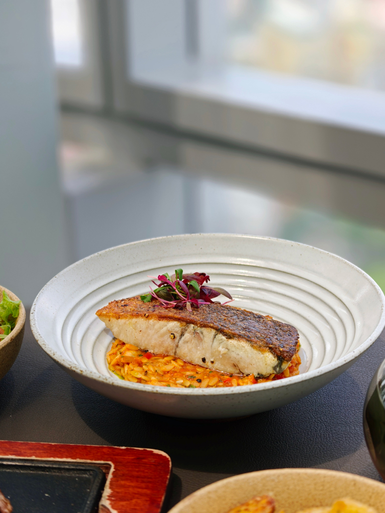 Plancha seared farmed sea bass. Photo: Zawani Abdul Ghani/HungryGoWhere Fire @ 1-Atico lunch set