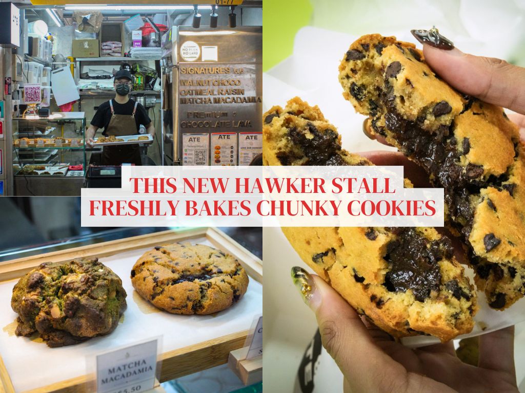 Ate Cookies at Golden Mile Food Centre serves thick, gooey cookies with molten centres